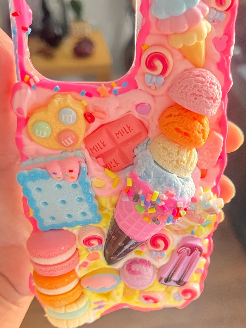 Handmade Cute Pink Dessert-Themed Phone Case for iPhone , Samsung and any model